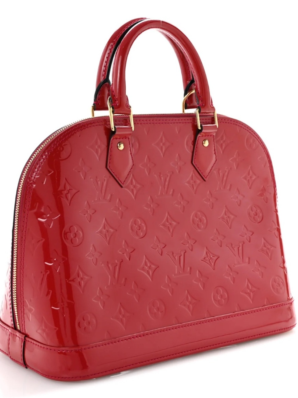 Louis Vuitton Red Vernis Alma Satchel with Gold Hardware - Picture 4 of 15